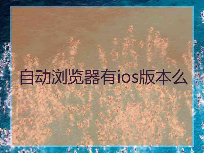 自动浏览器有ios版本么 自动浏览器有ios版本么