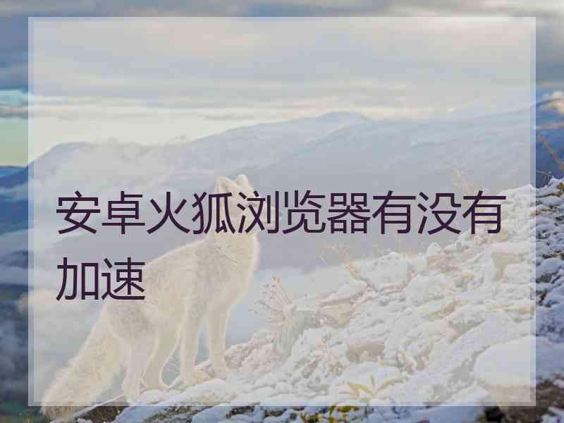 安卓火狐浏览器有没有加速