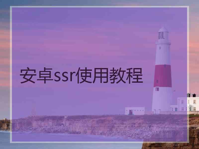 安卓ssr使用教程