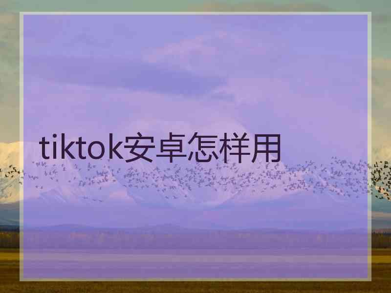 tiktok安卓怎样用
