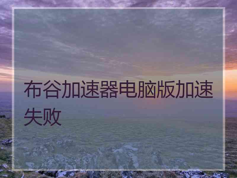布谷加速器电脑版加速失败